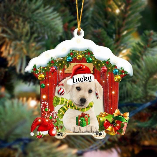 Personalized Name Bichon Frise In Red Wood House Acrylic Christmas Ornament Gift For Dog Lovers, Dog Mom