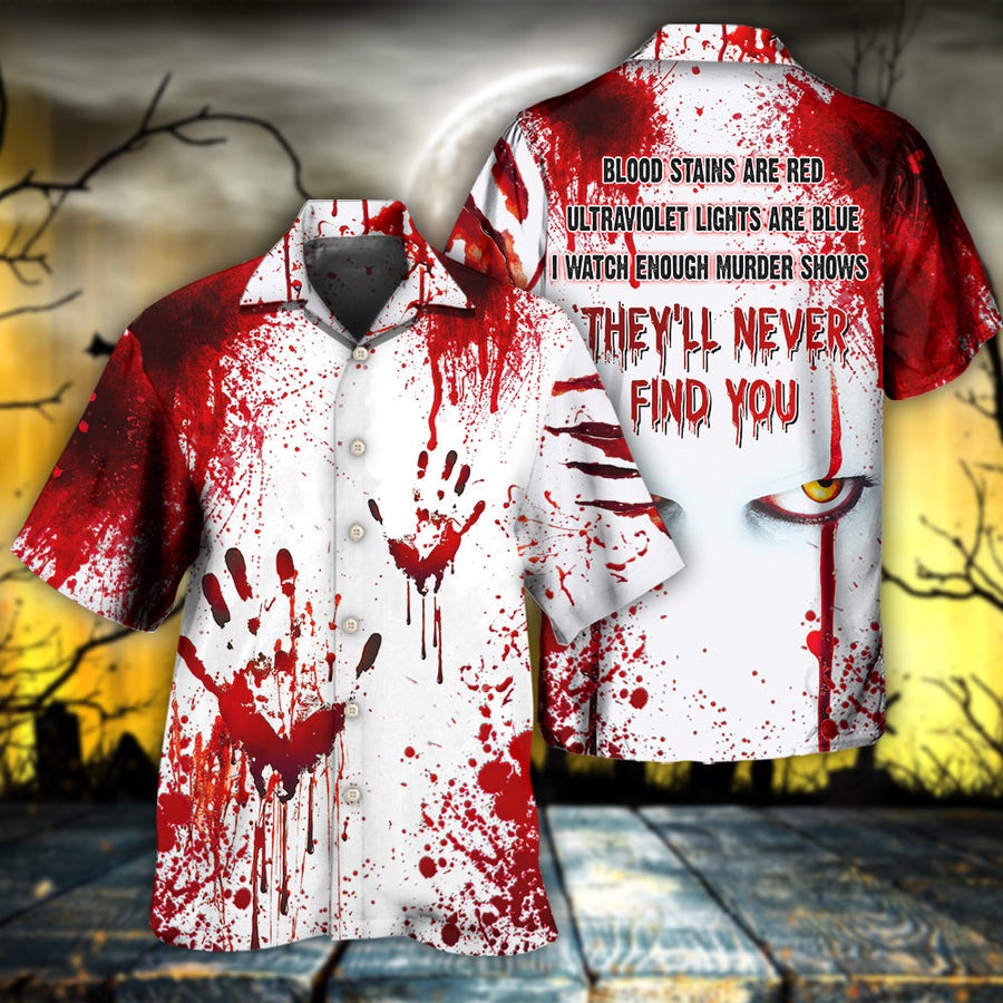 Halloween Hawaiian Shirt, Halloween Clown They'll Never Find You, Scary Eyes Aloha Shirt For Men & Women - Halloween Gift For Members Family, Friends