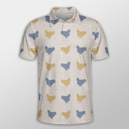 Chicken Men Polo Shirts For Summer - Hen Silhouette Pattern Button Shirts For Men - Perfect Gift For Chicken Lovers, Animal Lovers