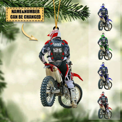 Personalized Motocross Racer Ornament, Customized Acrylic Ornament For Motocross Lovers