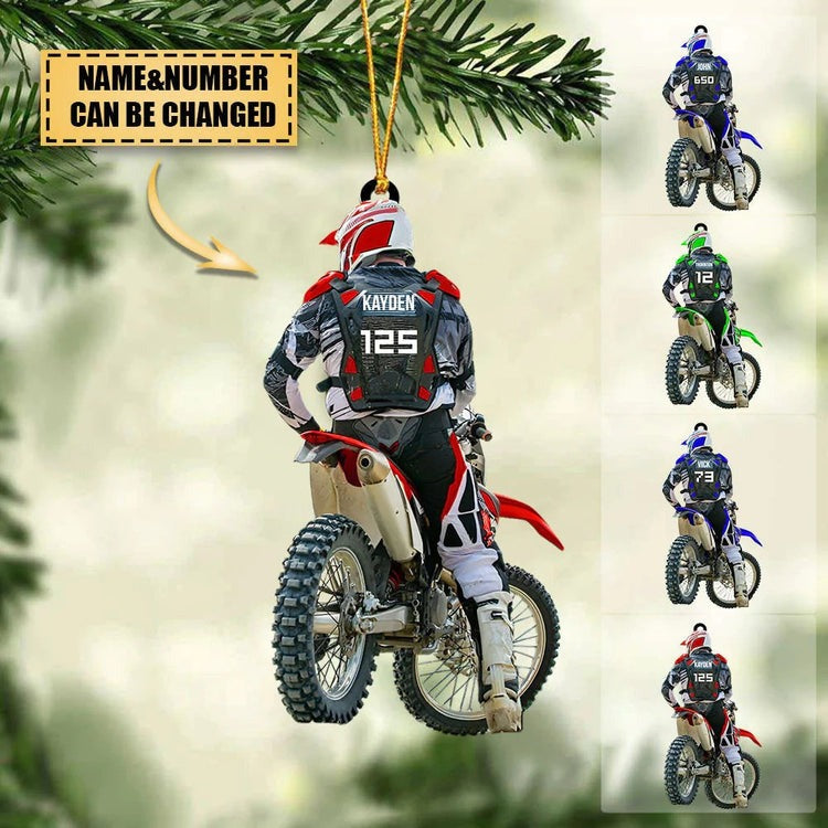 Personalized Motocross Racer Ornament, Customized Acrylic Ornament For Motocross Lovers