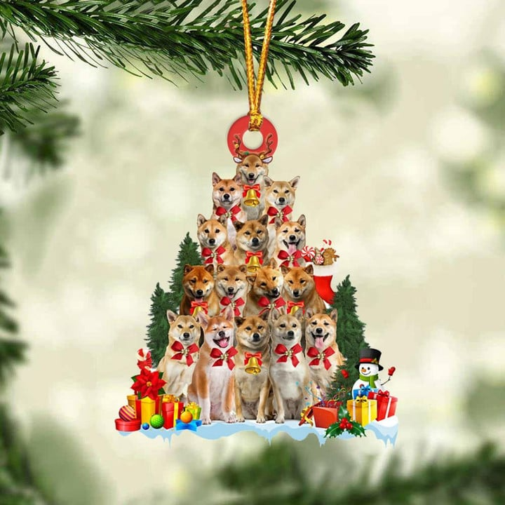 Shiba Inu Dogs Christmas Tree Acrylic Ornament, Dog Gifts For Decor Home, Christmas Gift For Dog Lovers, Dog Owners