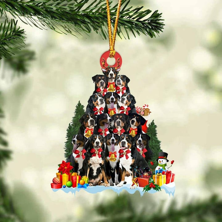 Greater Swiss Dogs Christmas Tree Acrylic Ornament, Dog Gifts For Decor Home, Christmas Gift For Dog Lovers, Dog Owners