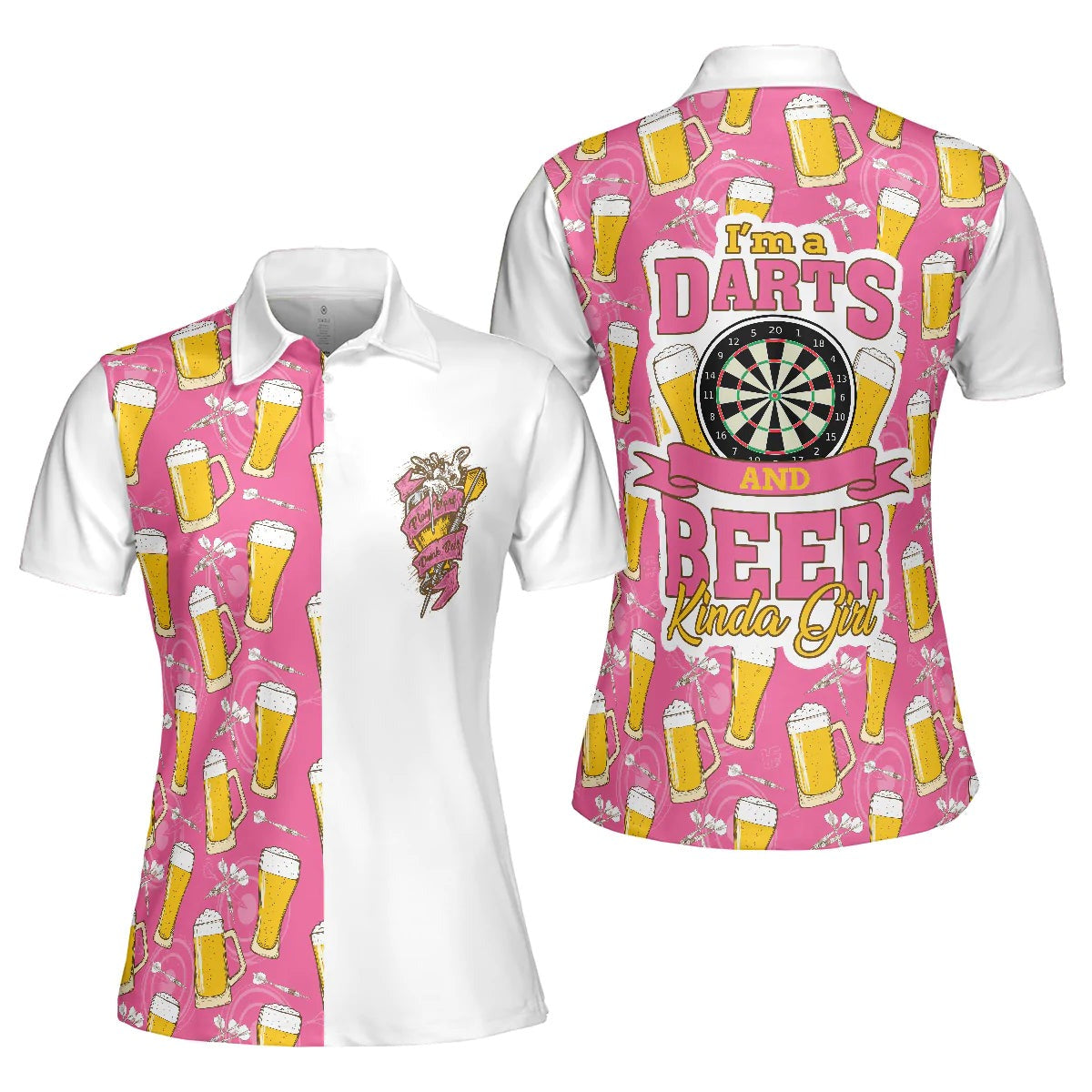 Darts And Beer Women Polo Shirt, I'm A Darts And Beer Kinda Girl, Funny Pink Women Polo Shirts, Cool Darts Gift For Beer Lovers, Ladies, Darts Lovers