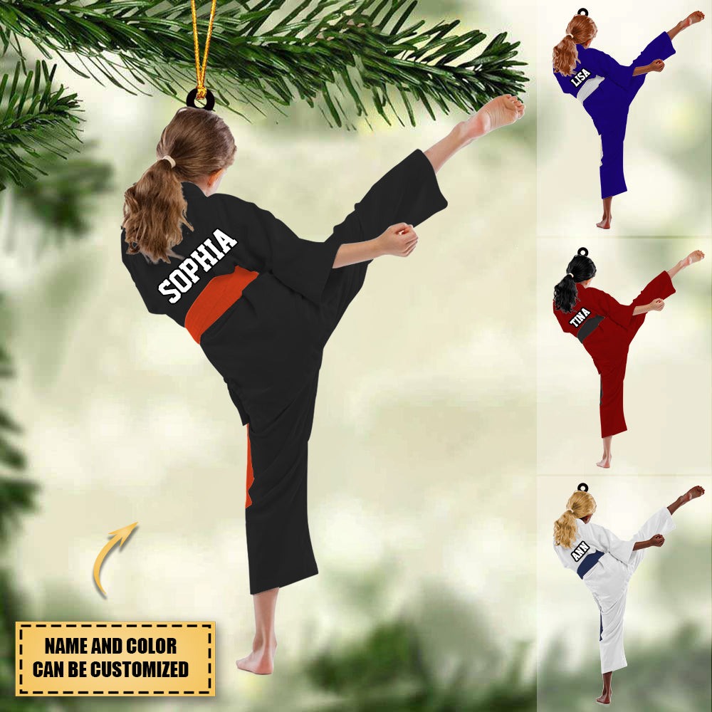 Personalized Girl Karate, Taekwondo Girl, Martial Acrylic Christmas Ornament For Daughter - Gift For Karate Team, Karate Lovers