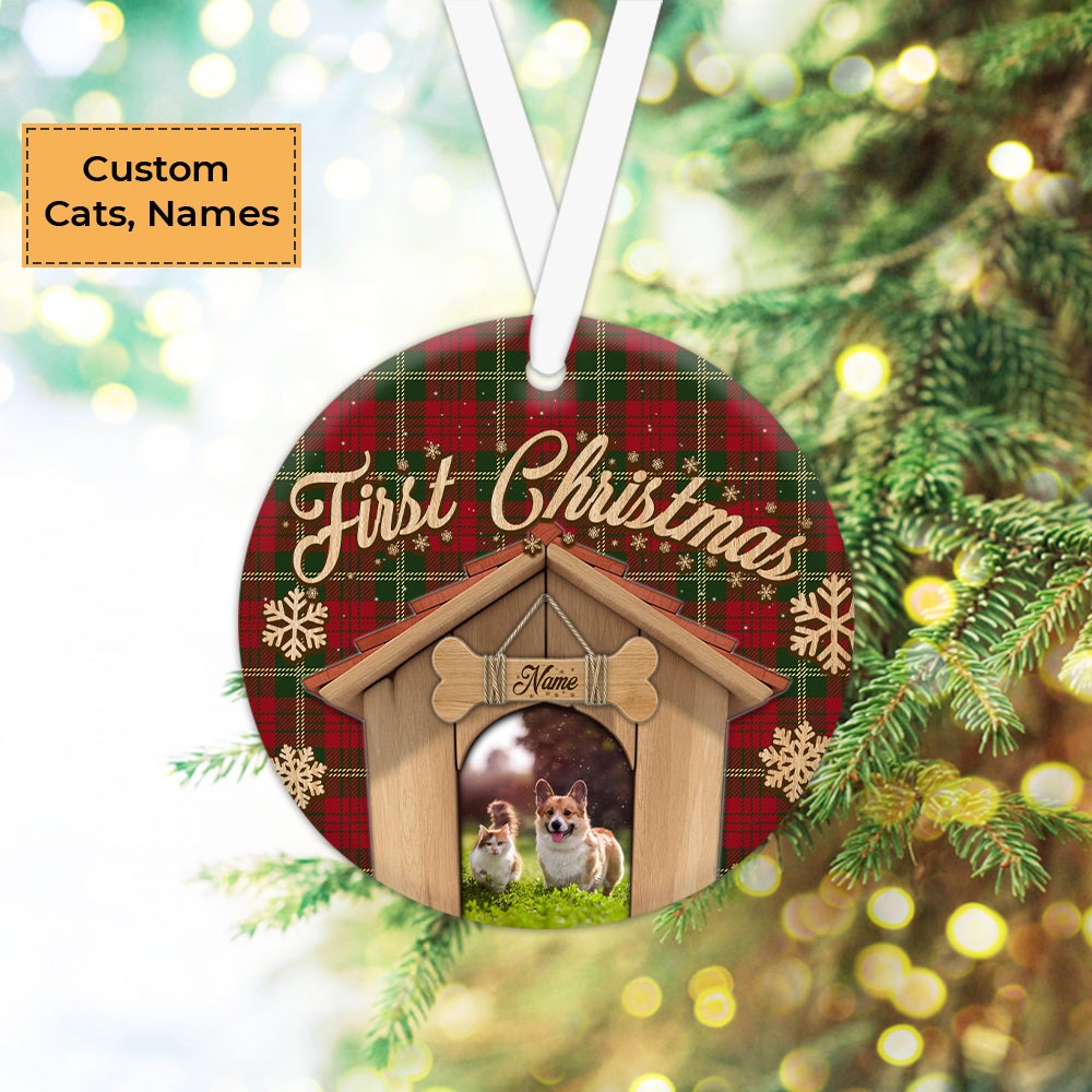 Custom Cat Photo Ceramic Ornament, Custom Pet Photo Ornament, First Christmas - Christmas Ornament Gift For Dog Lovers, Cat Lovers, Pet Lovers
