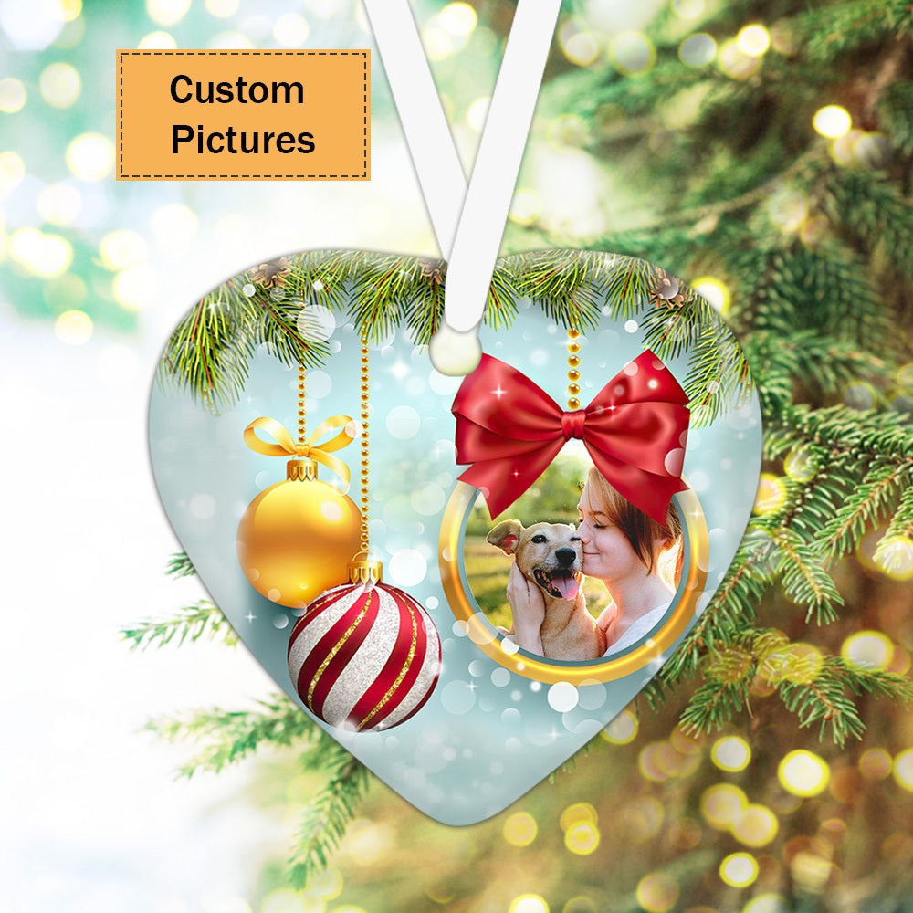 Custom Photo With Dog Ceramic Ornament, Custom Pet Photo Ornament, Best Friend, Xmas Bauble - Christmas Ornament Gift For Dog Lovers, Pet Lovers