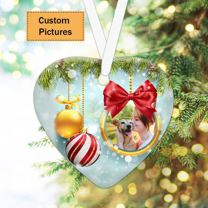 Custom Photo With Dog Ceramic Ornament, Custom Pet Photo Ornament, Best Friend, Xmas Bauble - Christmas Ornament Gift For Dog Lovers, Pet Lovers