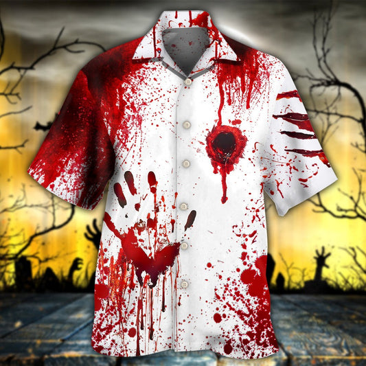 Halloween Hawaiian Shirt, Halloween Blood They'll Never Find You, Blood Hand Aloha Shirt For Men & Women - Halloween Gift For Members Family, Friends