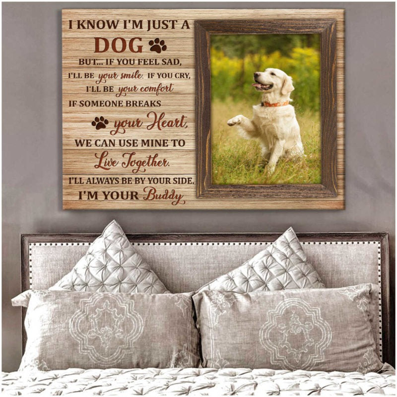 Custom Name & Photo Dog Premium Wrapped Landscape Canvas, I Know I’m Just A Dog Personalized Dog Canvas - Perfect Gift For Dog Lovers, Family, Friend