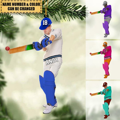 Personalized Cricket Man Player Acrylic Christmas Ornament, Cricket Team Gift For Him, Cricket Lovers