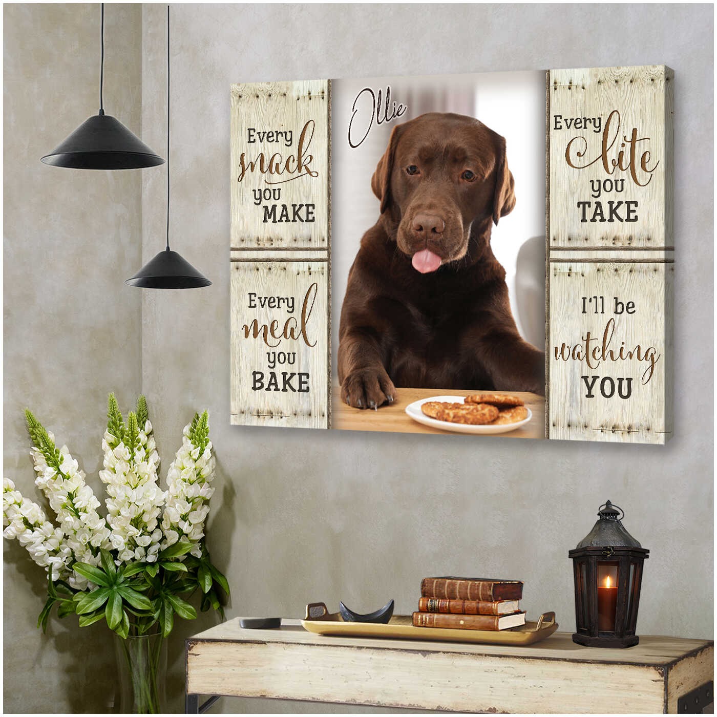 Custom Name & Photo Dog Premium Wrapped Landscape Canvas, Pet Photo Personalized Canvas - Perfect Gift For Dog Lovers