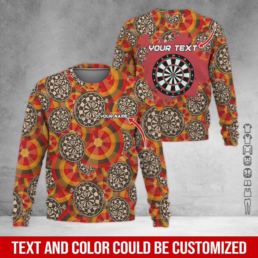 Personalized Name & Text Darts Sweatshirt, Customized Dartboard Sweatshirt For Men & Women - Gift For Darts Lovers, Darts Players