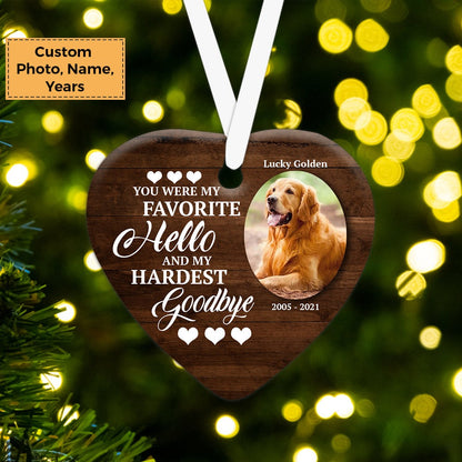 Custom Photo With Dog Ceramic Ornament, Custom Pet Photo Ornament, You Were My Favorite - Christmas Ornament Gift For Dog Lovers, Pet Lovers