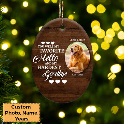 Custom Photo With Dog Ceramic Ornament, Custom Pet Photo Ornament, You Were My Favorite - Christmas Ornament Gift For Dog Lovers, Pet Lovers