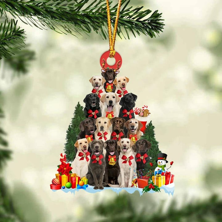 Labrador Dogs Christmas Tree Acrylic Ornament, Dog Gifts For Decor Home, Christmas Gift For Dog Lovers, Dog Owners