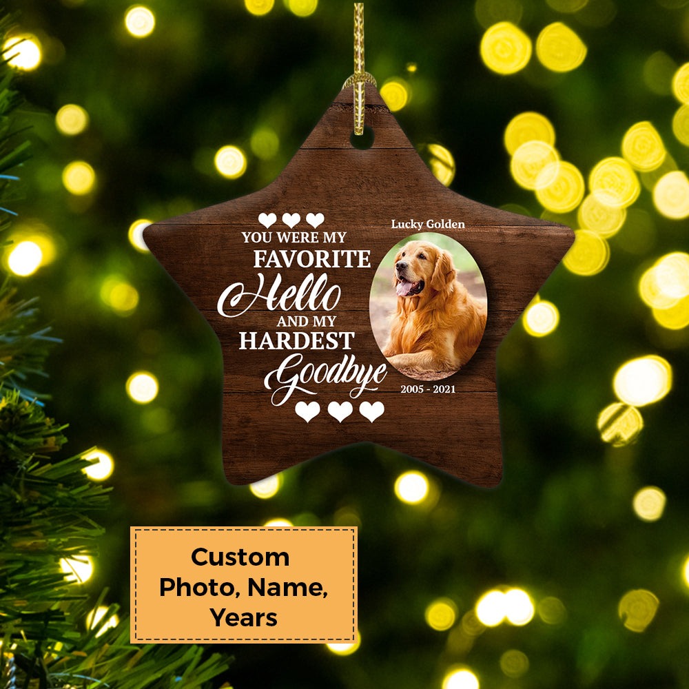 Custom Photo With Dog Ceramic Ornament, Custom Pet Photo Ornament, You Were My Favorite - Christmas Ornament Gift For Dog Lovers, Pet Lovers