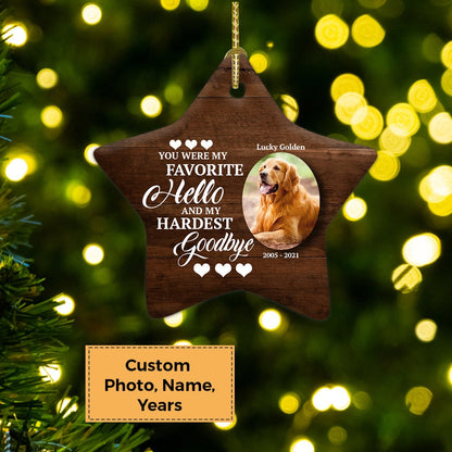 Custom Photo With Dog Ceramic Ornament, Custom Pet Photo Ornament, You Were My Favorite - Christmas Ornament Gift For Dog Lovers, Pet Lovers