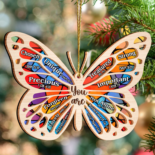 Butterfly You Are Stained Glass Pattern Two Layers Suncatcher Wooden Ornament