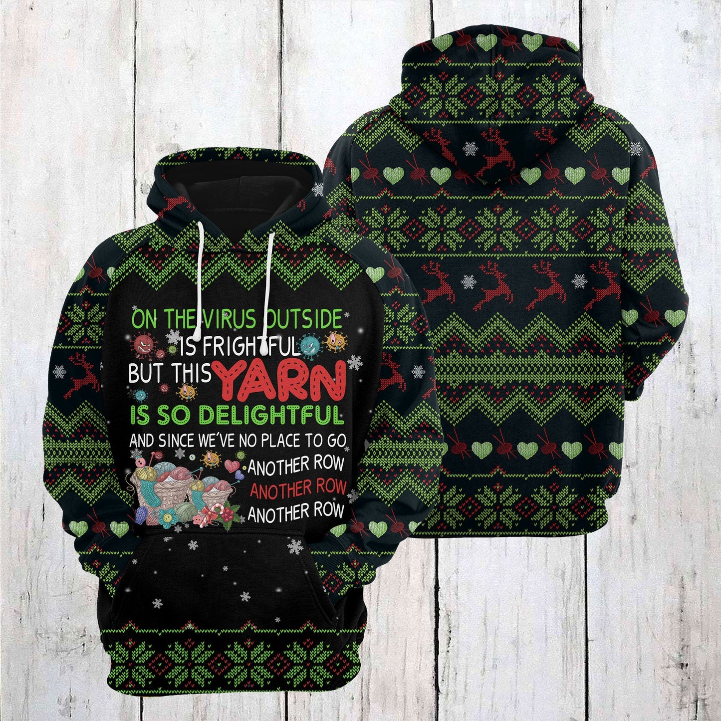 Yarn Christmas Pattern Pullover Premium Hoodie, Perfect Outfit For Men And Women On Christmas New Year Autumn Winter