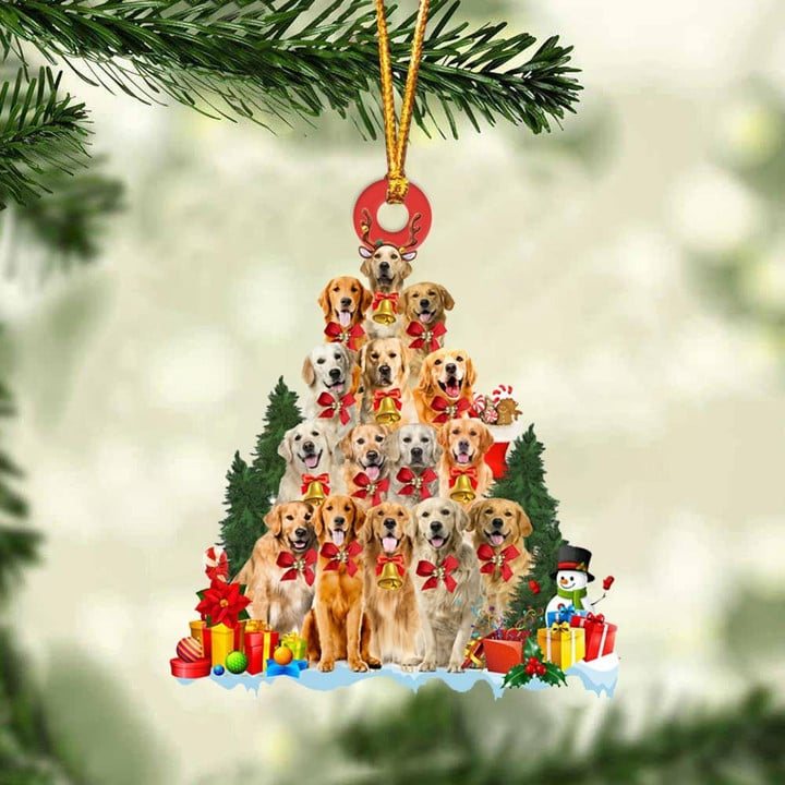 Golden Retriever Dogs Christmas Tree Acrylic Ornament, Dog Gifts For Decor Home, Christmas Gift For Dog Lovers, Dog Owners