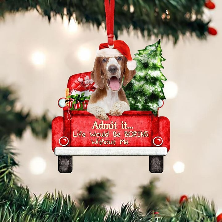 Customized Photo Welsh Springer Spaniel On The Red Truck Acrylic Christmas Ornament, Personalized Christmas Gift For Dog Lovers, Dog Owners