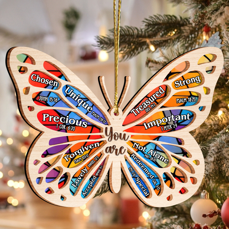 Butterfly You Are Stained Glass Pattern Two Layers Suncatcher Wooden Ornament