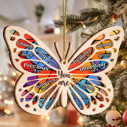 Butterfly You Are Stained Glass Pattern Two Layers Suncatcher Wooden Ornament