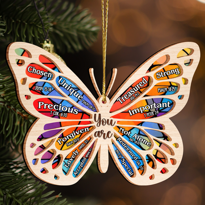 Butterfly You Are Stained Glass Pattern Two Layers Suncatcher Wooden Ornament