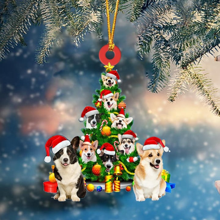 Welsh Corgi Dogs Christmas Tree Acrylic Ornament, Dog Gifts For Decor Home, Christmas Gift For Dog Lovers, Dog Owners