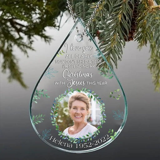 Customized Photo Acrylic Ornament, Personalized Memorial Mom, Dad Photo Acrylic Ornament - Memorial Gift For Mom, Dad, Member's Family