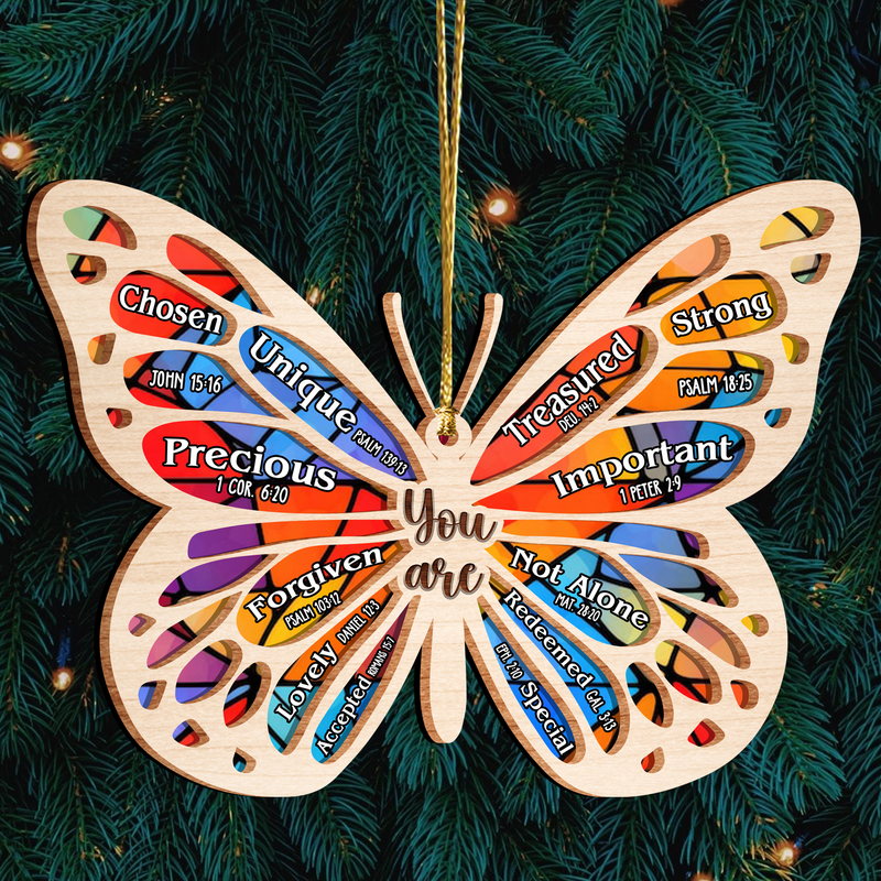 Butterfly You Are Stained Glass Pattern Two Layers Suncatcher Wooden Ornament