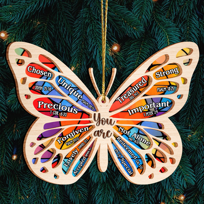 Butterfly You Are Stained Glass Pattern Two Layers Suncatcher Wooden Ornament