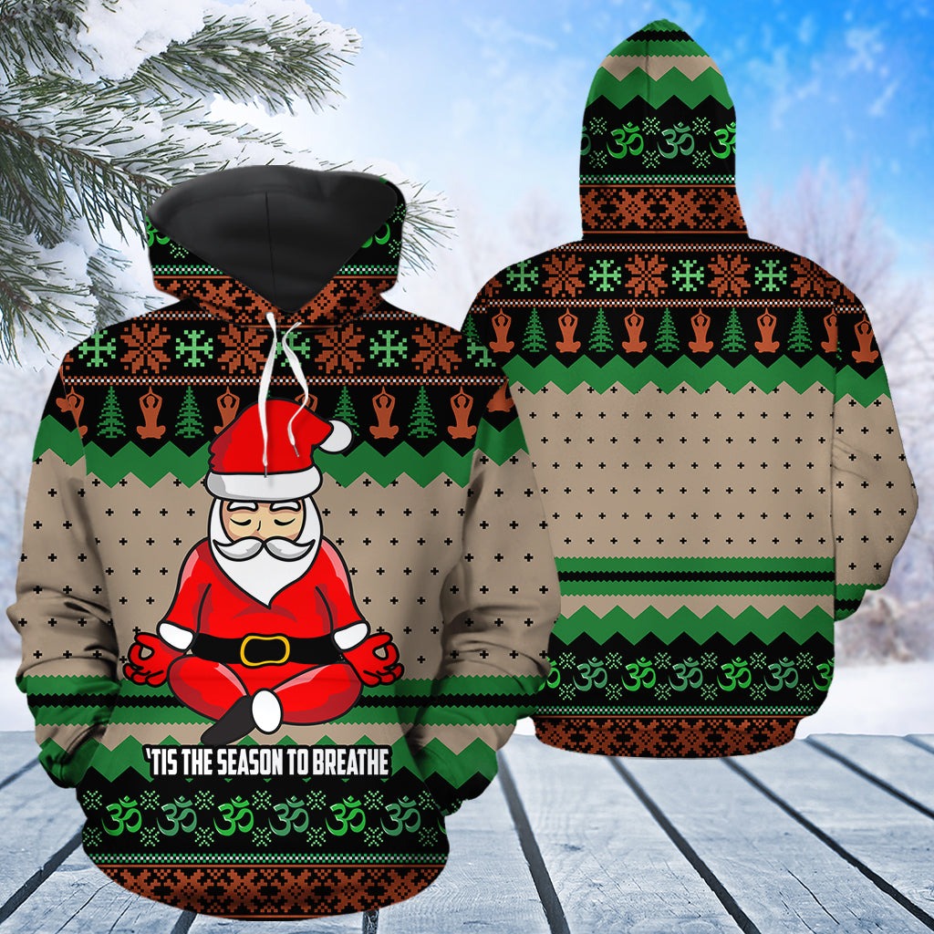 Yoga Christmas Pattern Pullover Premium Hoodie, Perfect Outfit For Men And Women On Christmas New Year Autumn Winter