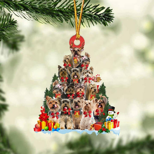 Yorkshire Terrier Dogs Christmas Tree Acrylic Ornament, Dog Gifts For Decor Home, Christmas Gift For Dog Lovers, Dog Owners