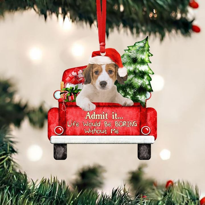 Customized Photo Kooikerhondje On The Red Truck Acrylic Christmas Ornament, Personalized Christmas Gift For Dog Lovers, Dog Owners