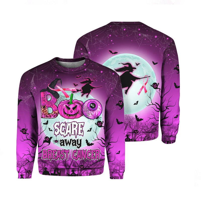 Breast Cancer Boo Scare Away Premium Sweatshirt, Perfect Outfit For Men And Women On Breast Cancer Christmas New Year Autumn Winter