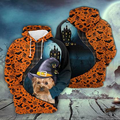 Yorkshire Terrier Halloween Pattern Pullover Premium Hoodie, Perfect Outfit For Men And Women On Christmas New Year Autumn Winter