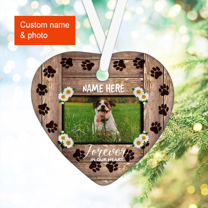 Custom Dog Photo Ceramic Ornament, Custom Pet Photo Ornament, Forever In Our Heart - Christmas Ornament Gift For Dog Lovers, Pet Lovers
