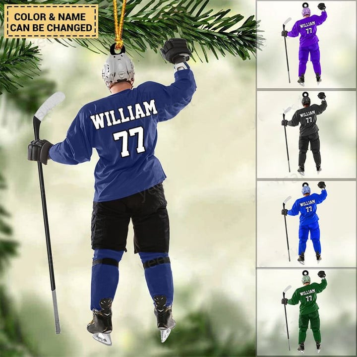 Personalized Ice Hockey Man Acrylic Ornament, Gift For Hockey Players, Hockey Lovers