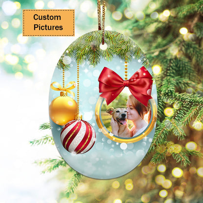 Custom Photo With Dog Ceramic Ornament, Custom Pet Photo Ornament, Best Friend, Xmas Bauble - Christmas Ornament Gift For Dog Lovers, Pet Lovers