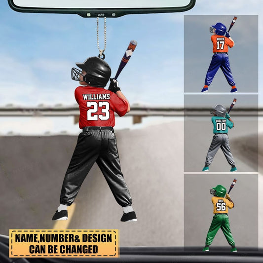 Custom Photo Baseball Players Christmas Acrylic Car Ornament - Two Sided - Gift For Son, Grandson, Baseball Lovers - Christmas Ornament Decor