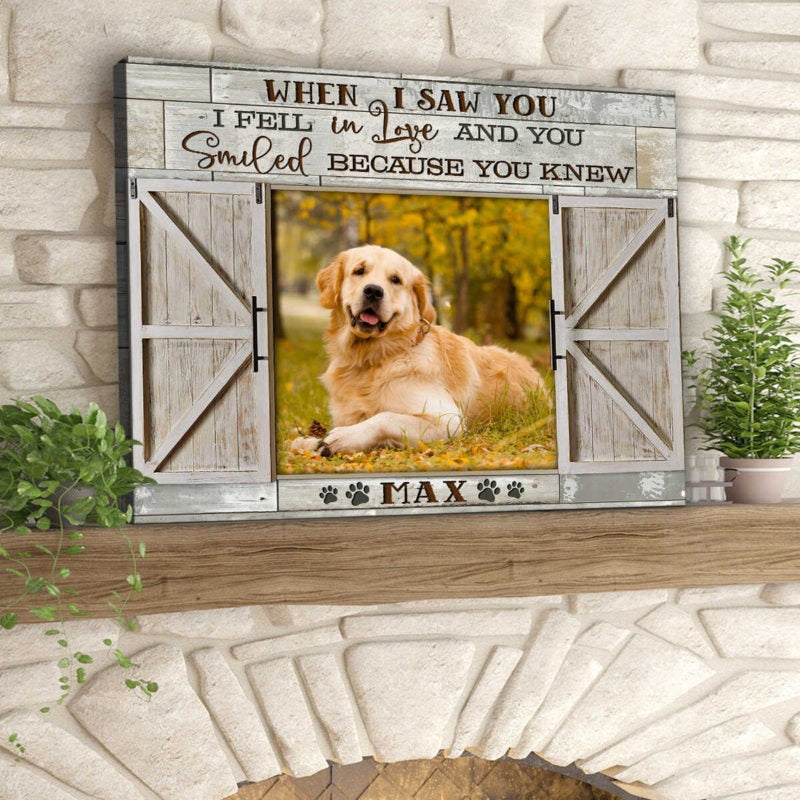 Custom Name & Photo Dog Premium Wrapped Landscape Canvas, Window When I Saw You Personalized Dog Canvas - Perfect Gift For Dog Lovers, Family, Friend