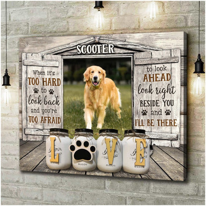 Custom Name & Photo Dog Premium Wrapped Landscape Canvas, Dog Photo Window Love Personalized Dog Canvas - Perfect Gift For Dog Lovers, Family, Friend