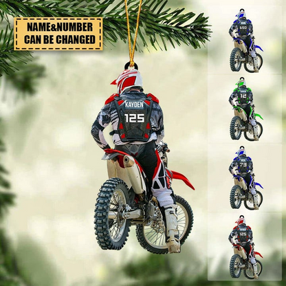 Personalized Motocross Acrylic Christmas Ornament, Motocross Racing Acrylic Ornament For Racer, Gift For Him, Motocross Lovers