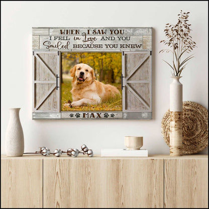 Custom Name & Photo Dog Premium Wrapped Landscape Canvas, Window When I Saw You Personalized Dog Canvas - Perfect Gift For Dog Lovers, Family, Friend