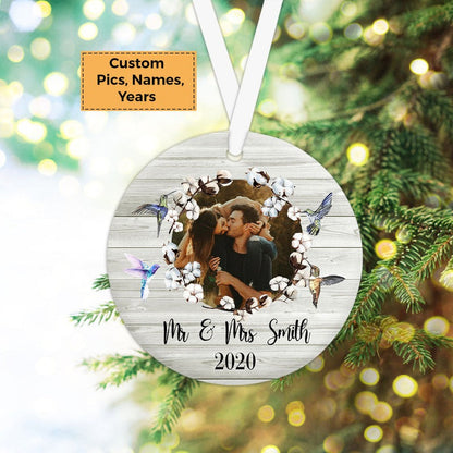 Custom Photo With Couple Ceramic Ornament, Custom Photo Ornament With Spouse, Sweet Photo - Christmas Ornament Gift For Couple, Lover, Anniversary