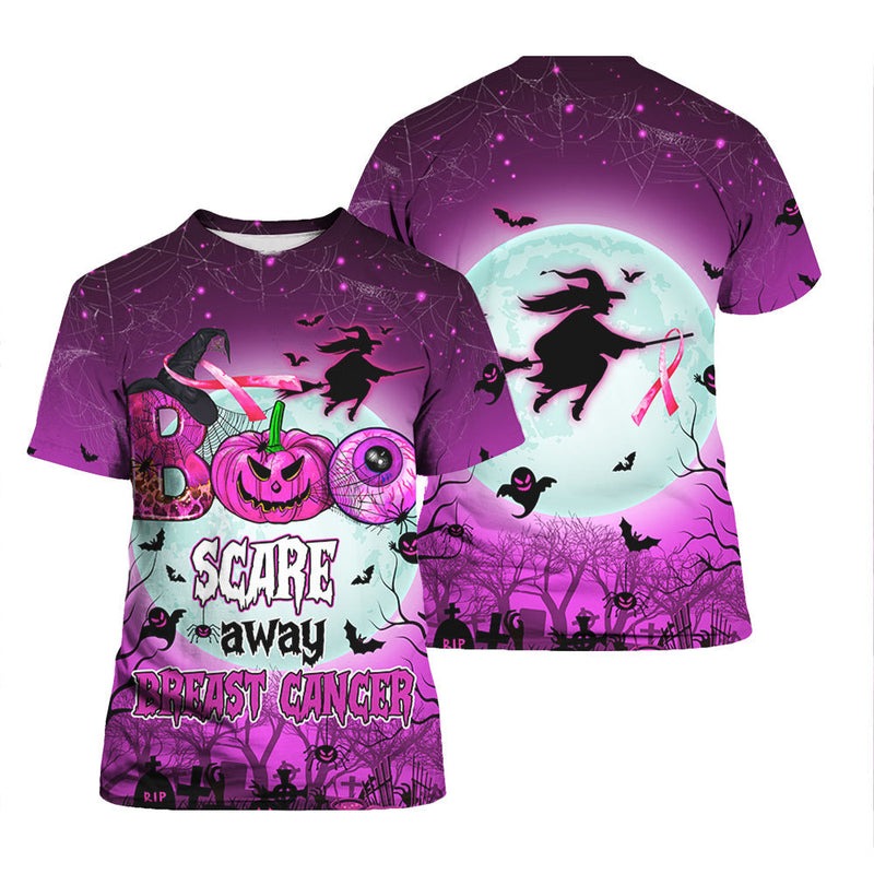 Breast Cancer Boo Scare Away Premium Unisex T Shirt, Perfect Outfit For Men And Women On Breast Cancer Christmas New Year Autumn Winter
