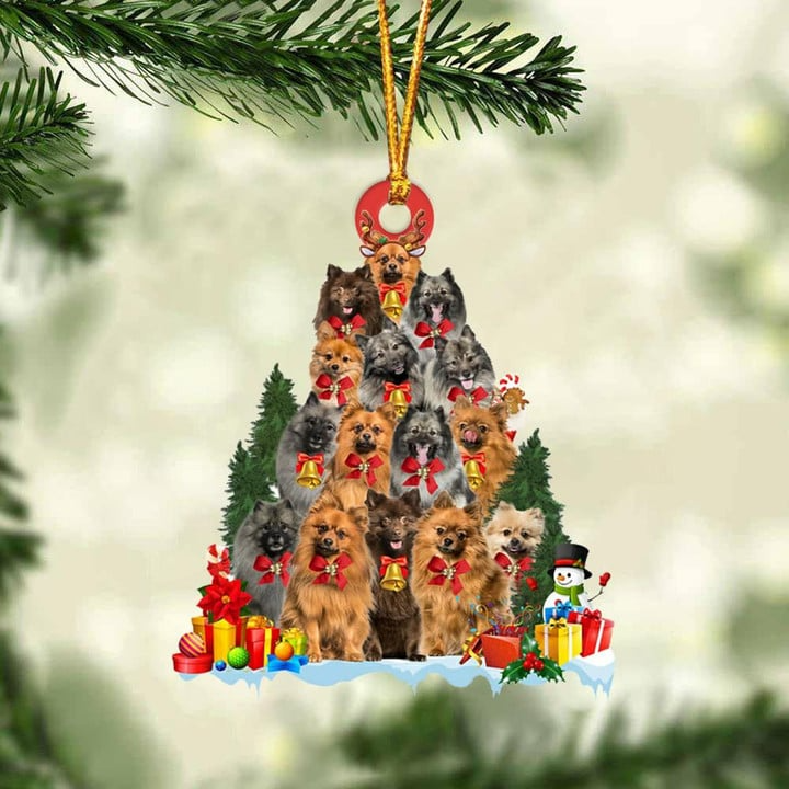 Keeshond Dogs Christmas Tree Acrylic Ornament, Dog Gifts For Decor Home, Christmas Gift For Dog Lovers, Dog Owners