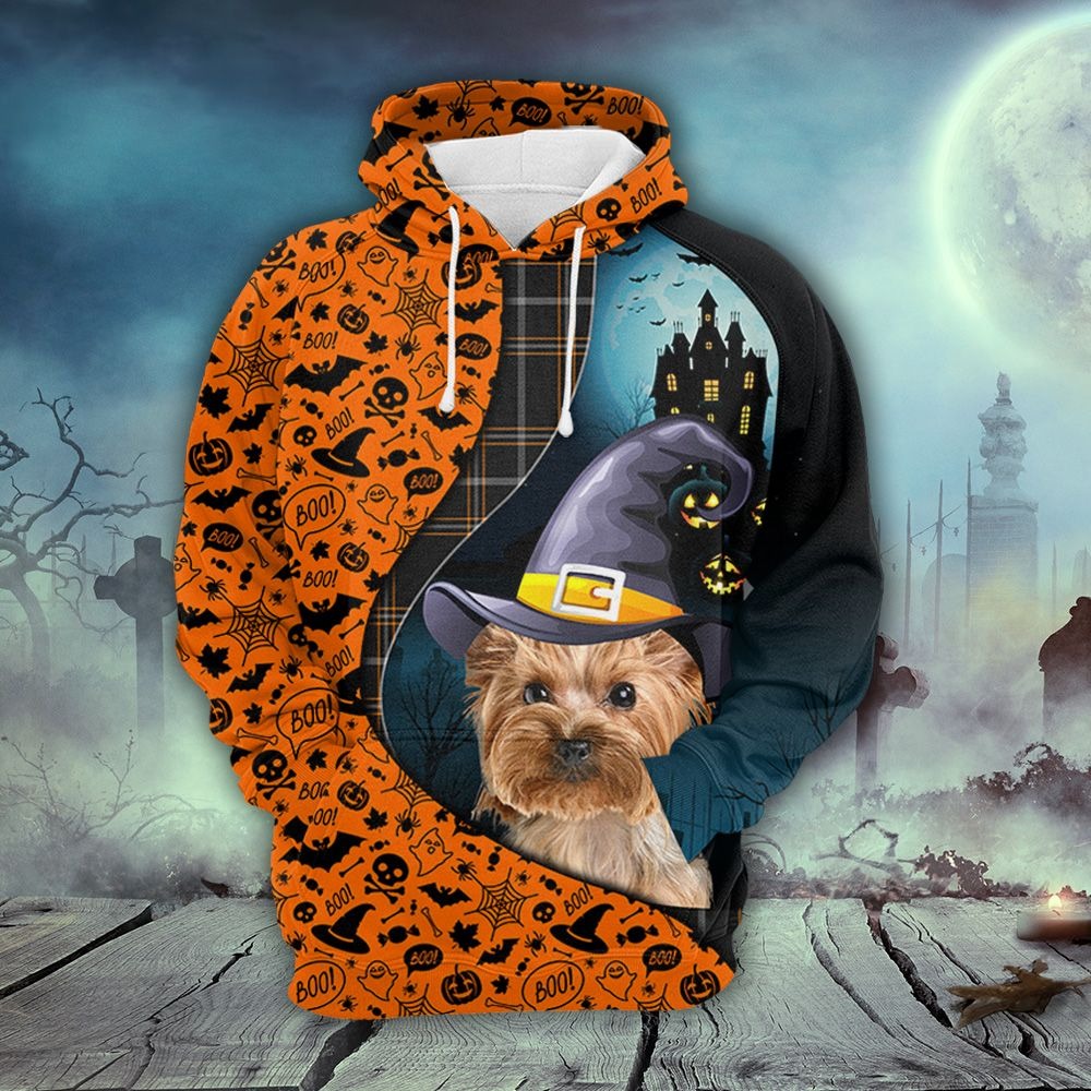 Yorkshire Terrier Halloween Pattern Pullover Premium Hoodie, Perfect Outfit For Men And Women On Christmas New Year Autumn Winter